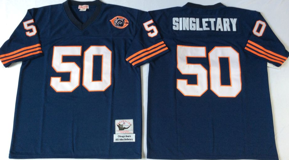 Men NFL Chicago Bears #50 Singletary blue Mitchell Ness jerseys->chicago bears->NFL Jersey